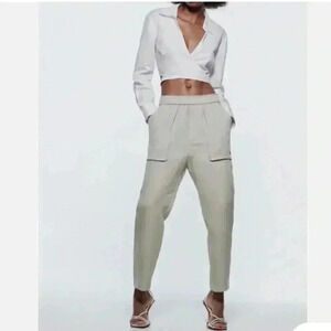 Zara Women's Satin Effect Crop Shirt White